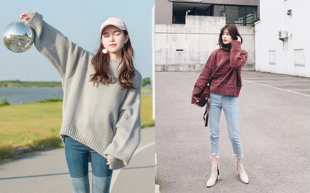 Quần jean ôm nữ phối áo khoác da