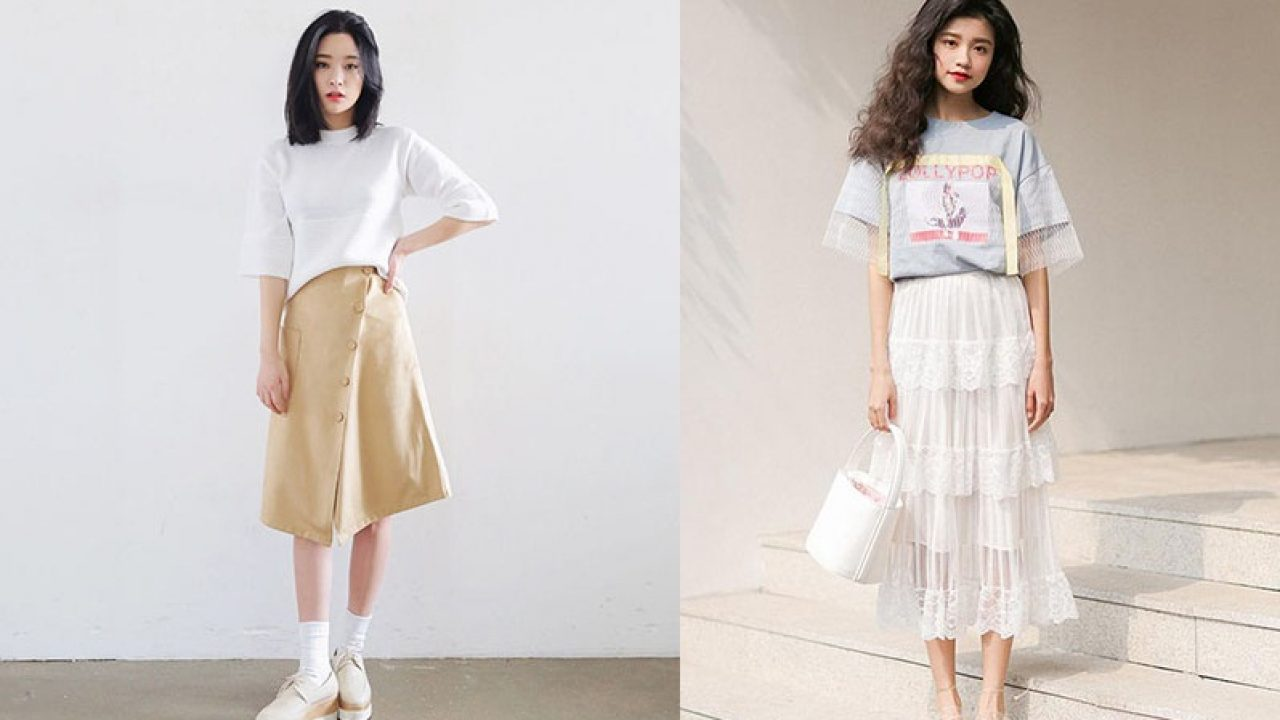 Phối đồ với chân váy ôm dài đi chơi