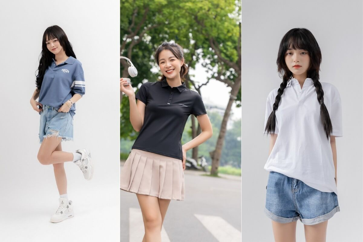 phối đồ với áo polo nữ