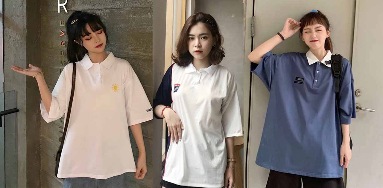 Áo polo mặc với chân váy