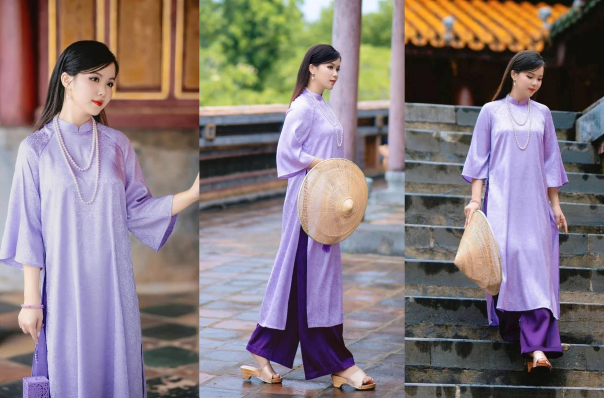 Áo Dài Tím Phối Quần Màu Gì? 7+ Gợi Ý Cực Thời Thượng 3 Cách phối đồ với áo dài tím cách tân