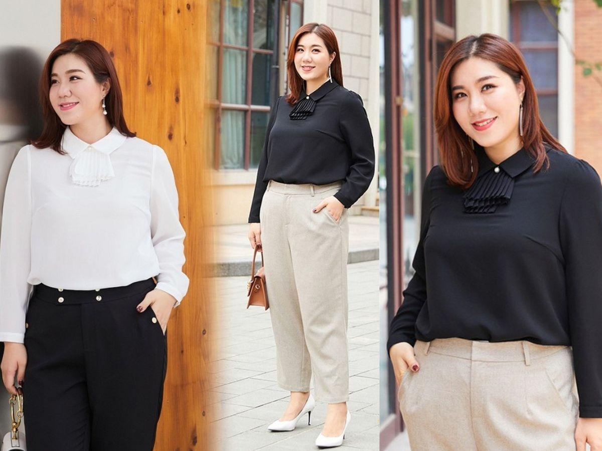 Cách phối áo sơ mi cho người mập nữ
