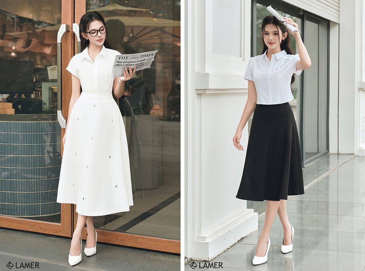 20+ Cách Phối Đồ Với Chân Váy Xòe Dài Sành Điệu 5 Cách phối đồ với chân váy xòe đen dài