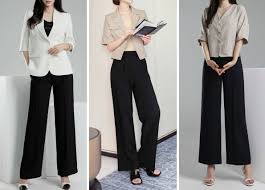 Phối đồ với quần ống suông đen nữ và áo thun