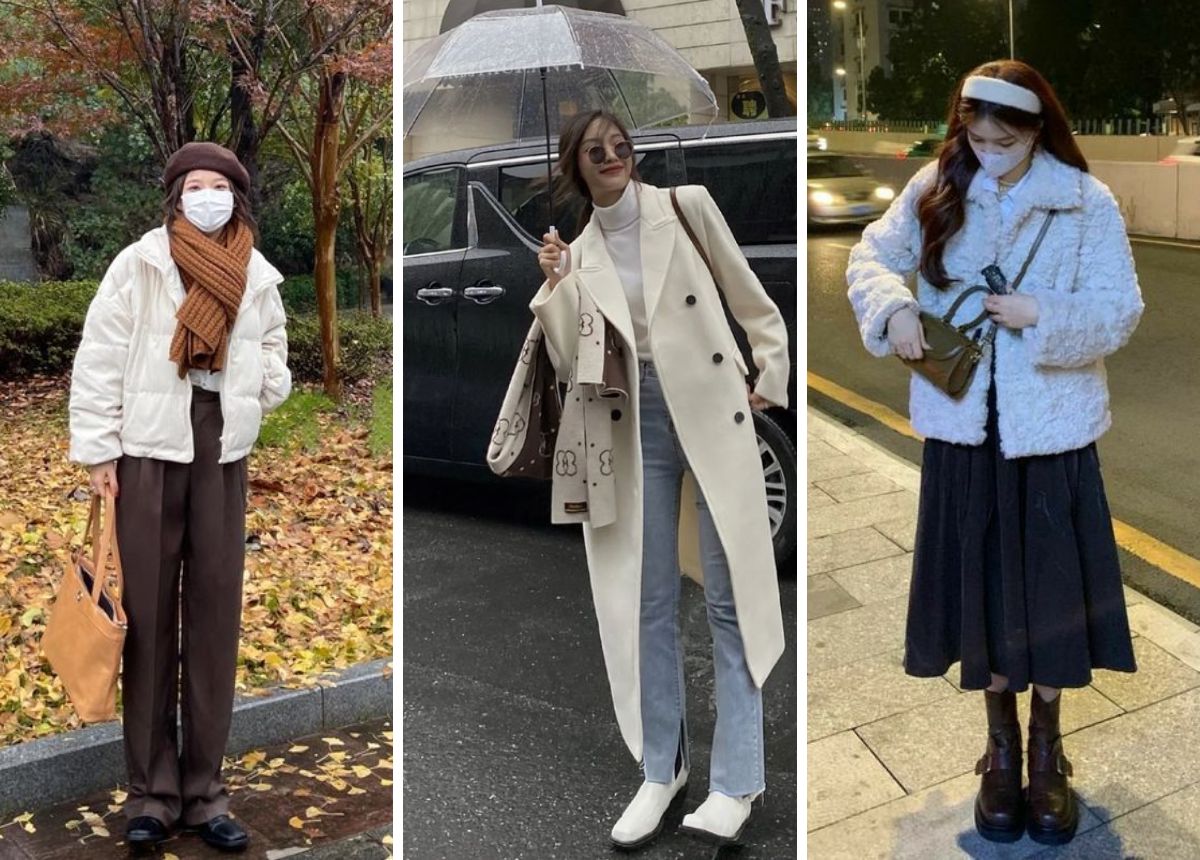 Phối đồ style hàn quốc nữ mùa đông với áo khoác dạ