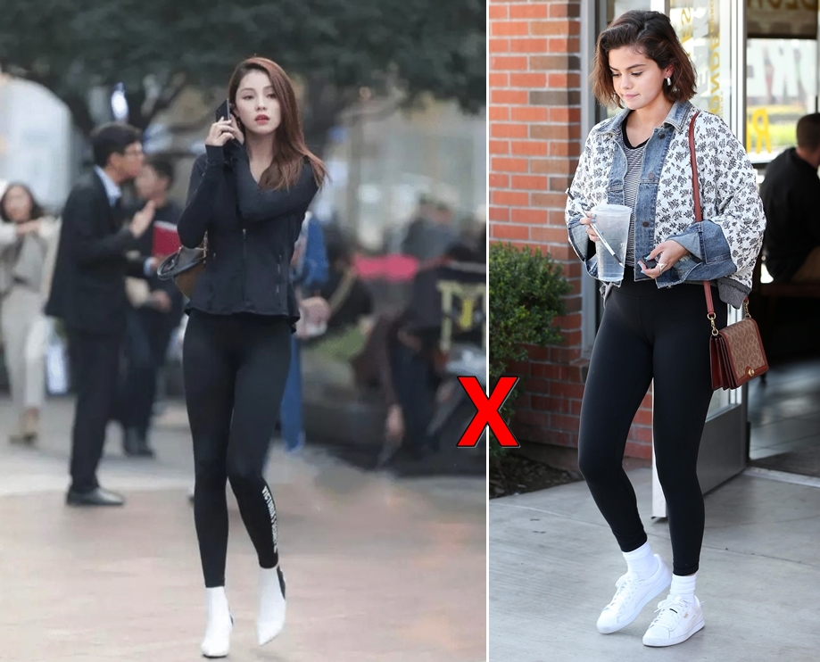 Mặc quần legging với áo thun dài