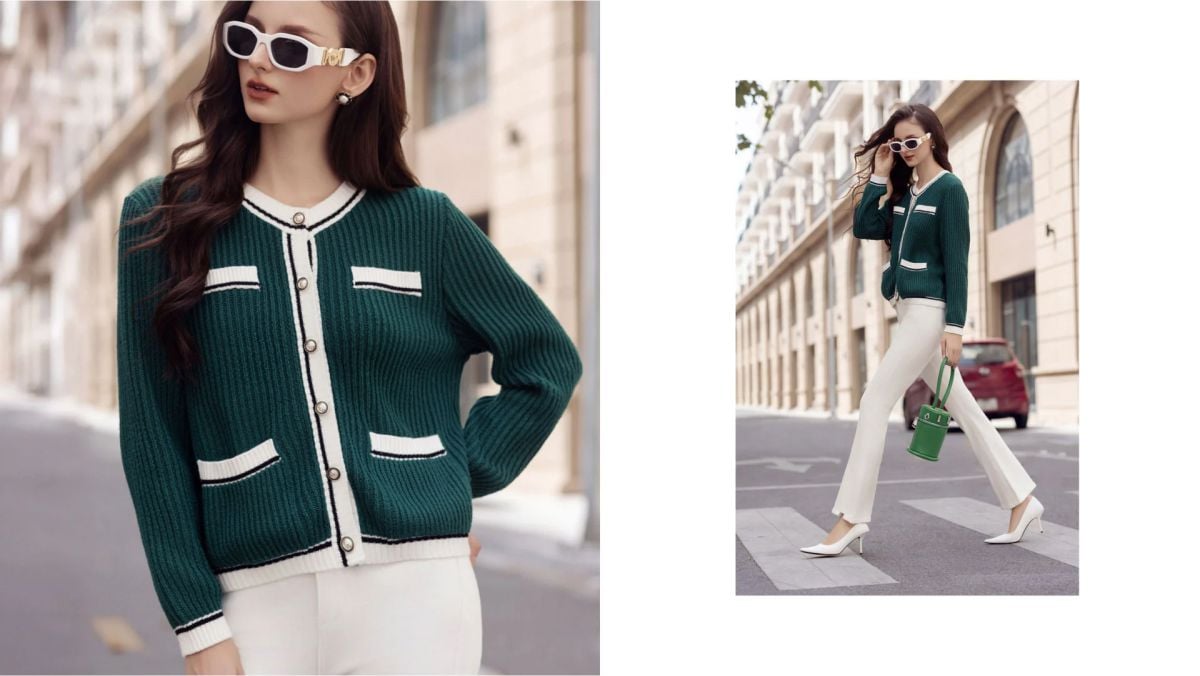 Cách phối đồ với áo len dáng rộng và quần ống suông