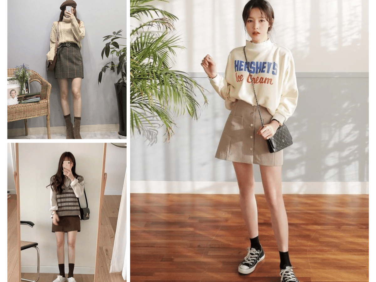 15+ Cách Phối Đồ Với Chân Váy Màu Be Sành Điệu 6 phối đồ với chân váy chữ A màu be