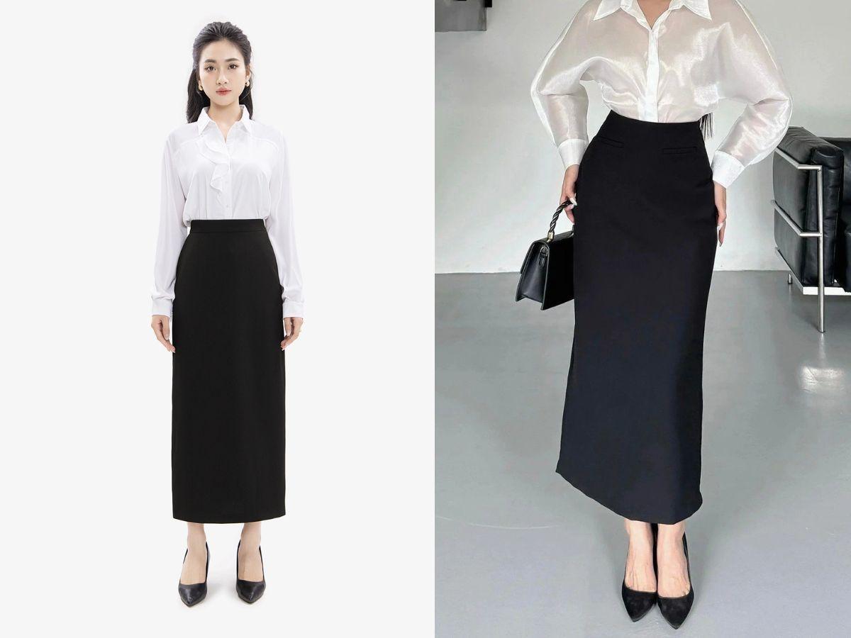 Cách phối đồ với chân váy ôm dài và croptop