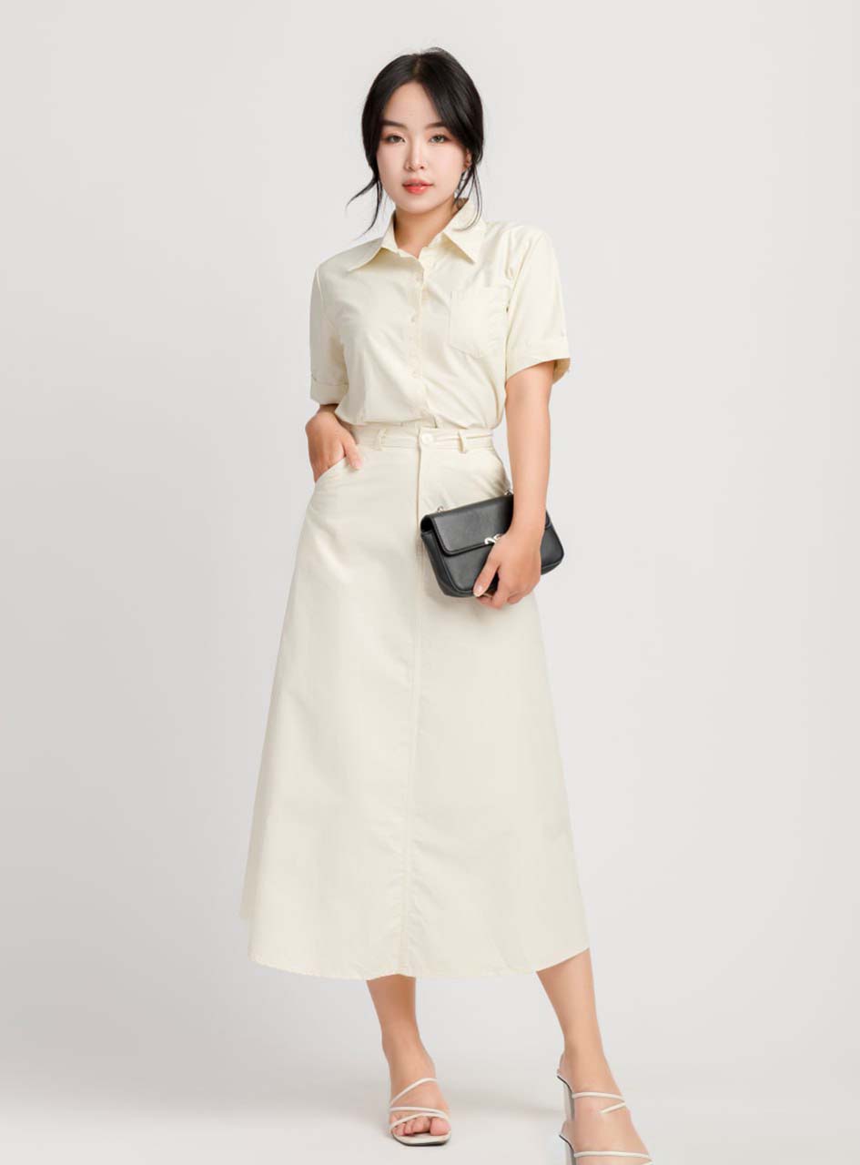 15+ Cách Phối Đồ Với Chân Váy Trắng Dài Sành Điệu 2 mix đồ với chân váy trắng dài