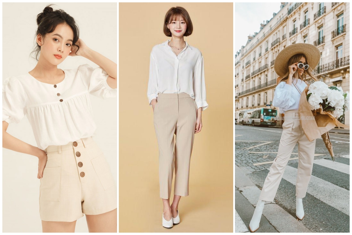 quần kem kết hợp với áo màu gì