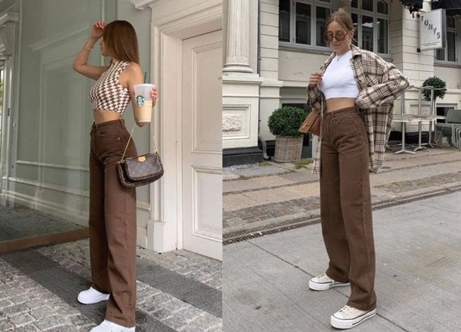 Quần nâu mặc với áo gì