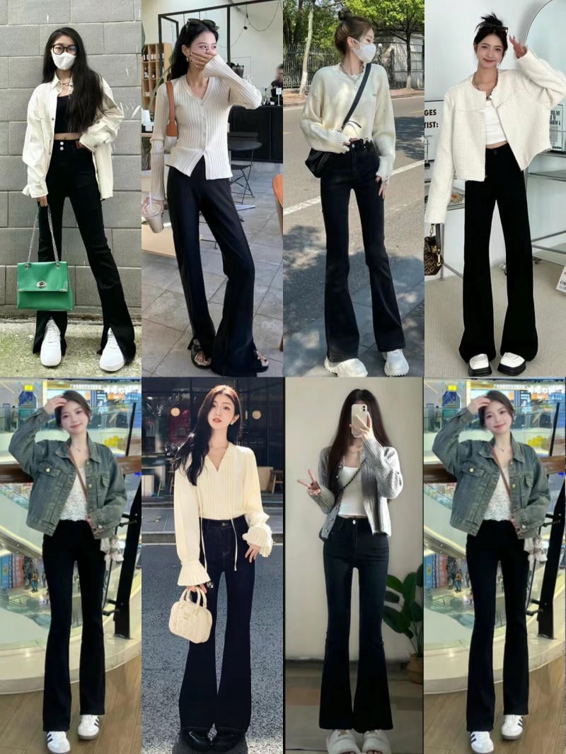 Quần loe đen kết hợp với áo gì mùa hè