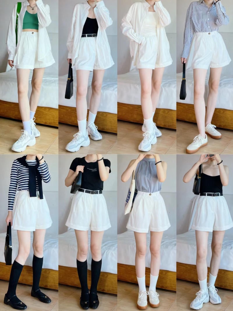 Phối đồ với quần short nữ trắng