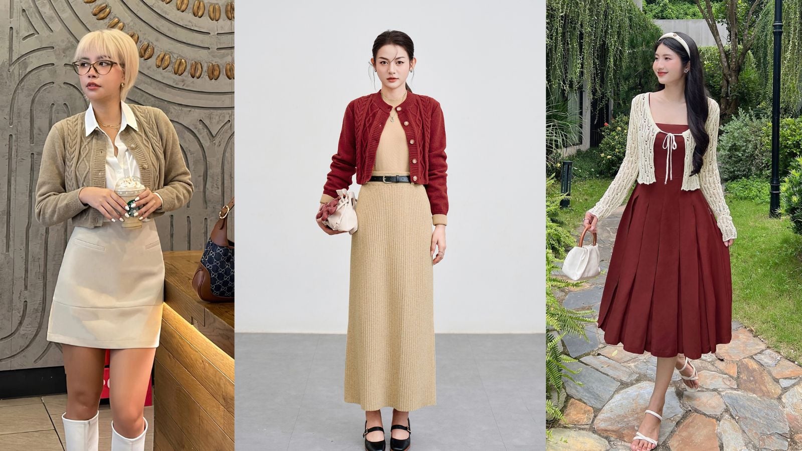 Phong cách phối đồ với áo len cardigan ngắn