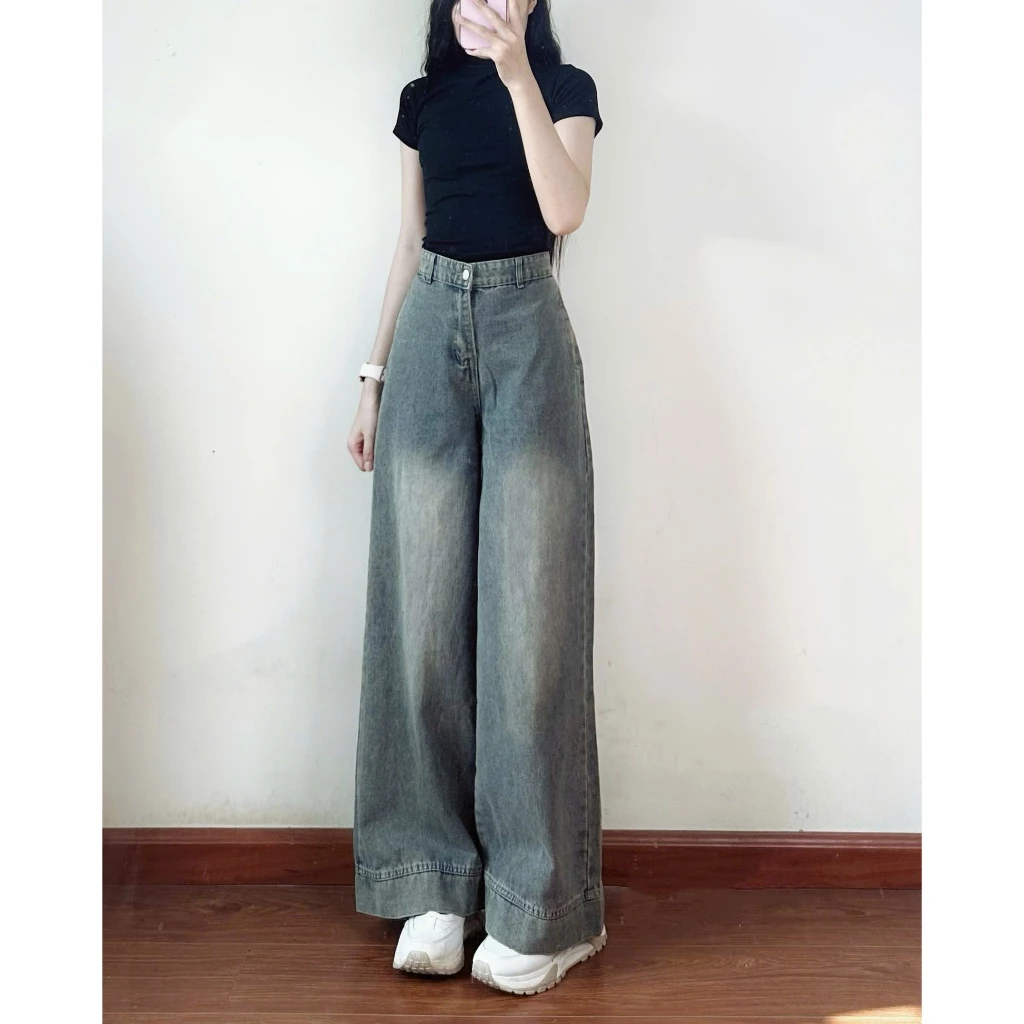 mẫu quần jeans nữ ống suông Cocolu