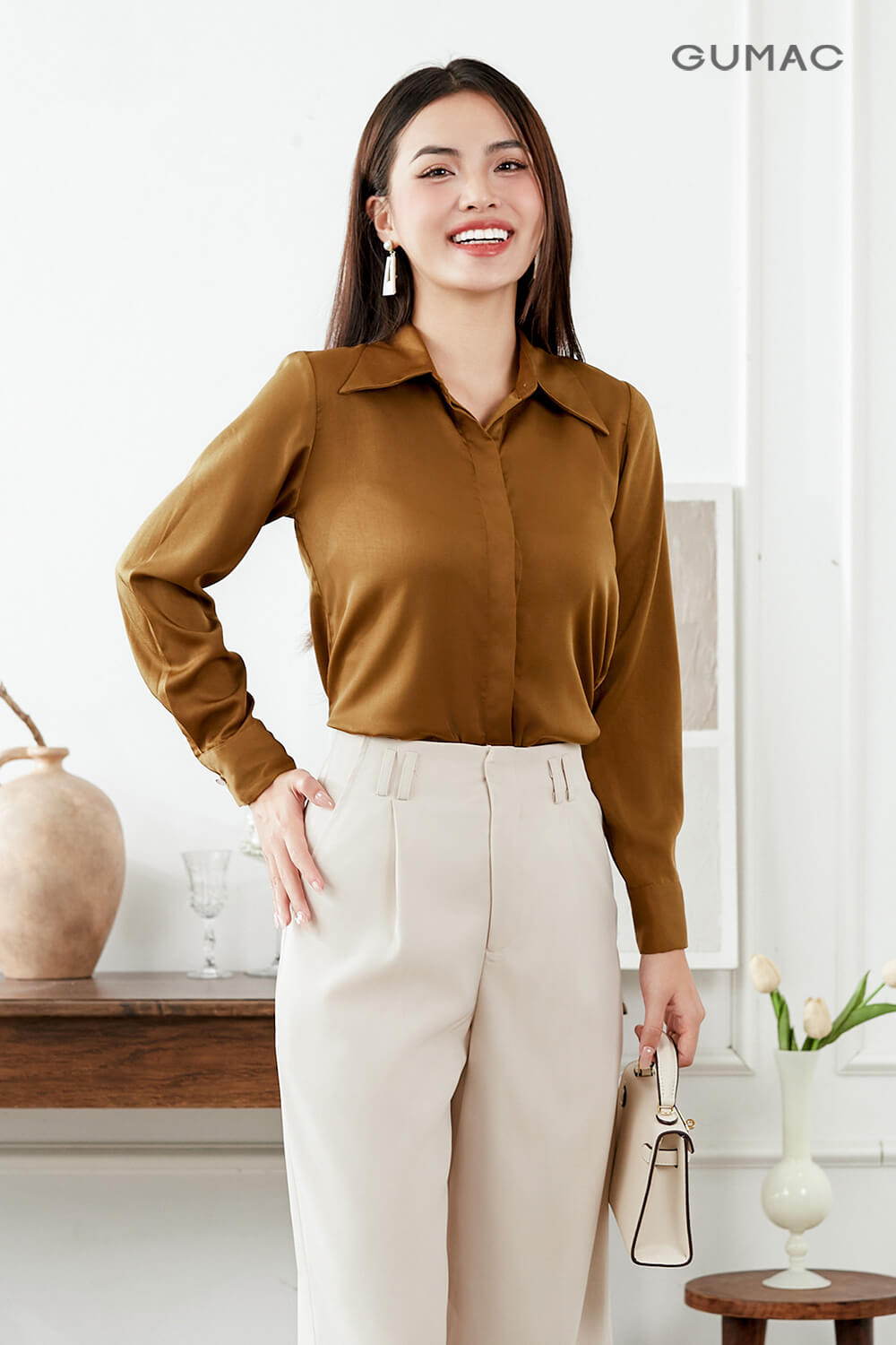 Cách phối đồ ton-sur-ton với áo nâu