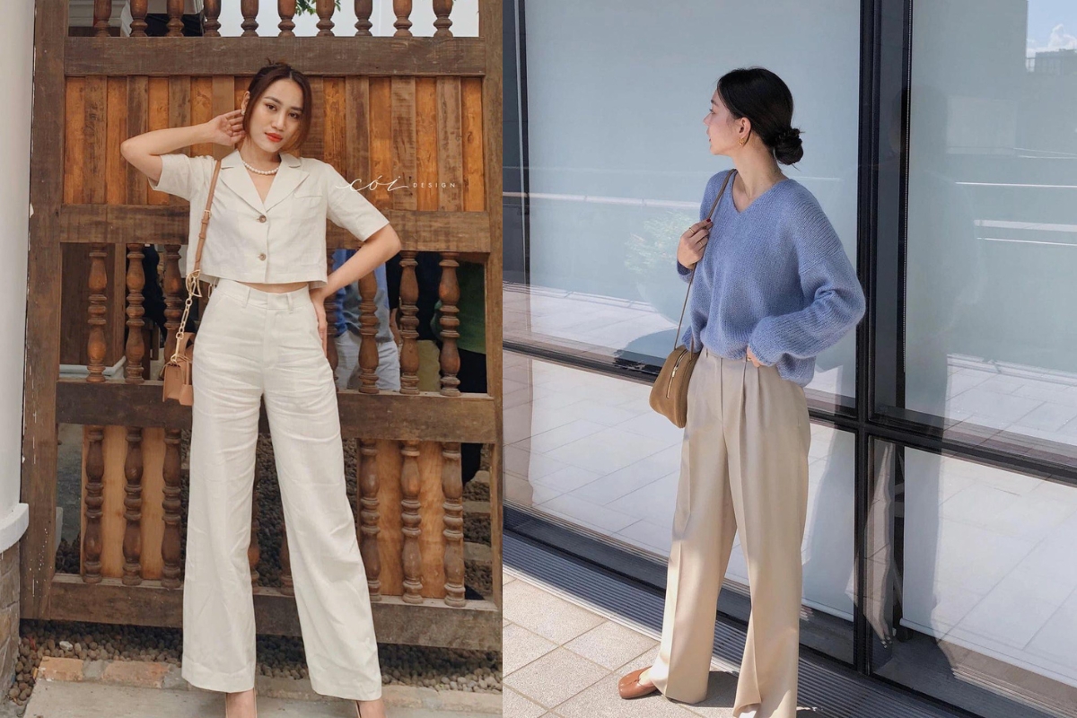 Gợi ý phối đồ ton-sur-ton với quần đũi trắng