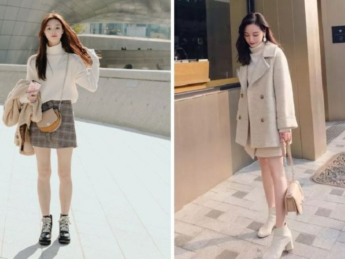 15+ Cách Phối Váy Mùa Đông Sành Điệu, Ấm Áp 6 Outfit mùa đông với váy dạ tweed