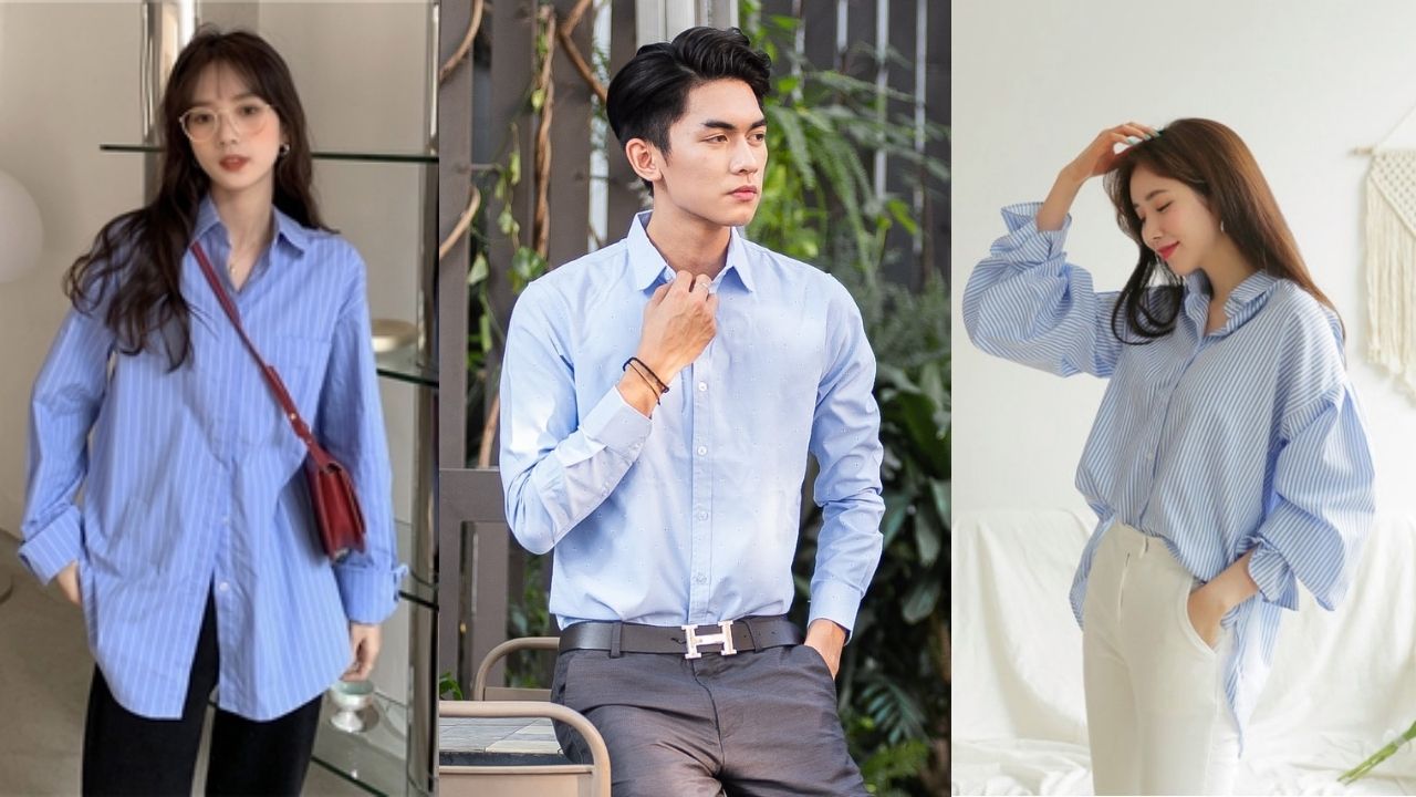 Áo sơ mi xanh mặc với quần màu gì