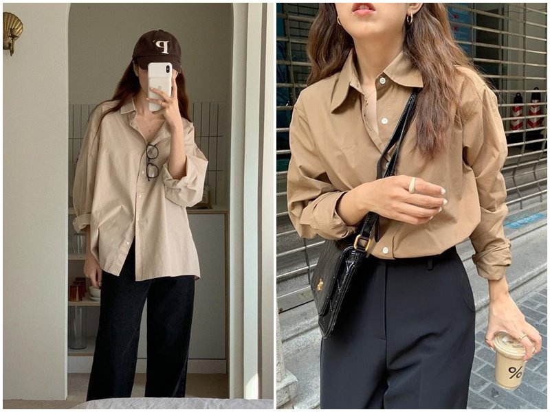 Phối đồ với áo sơ mi tay dài nữ thanh lịch