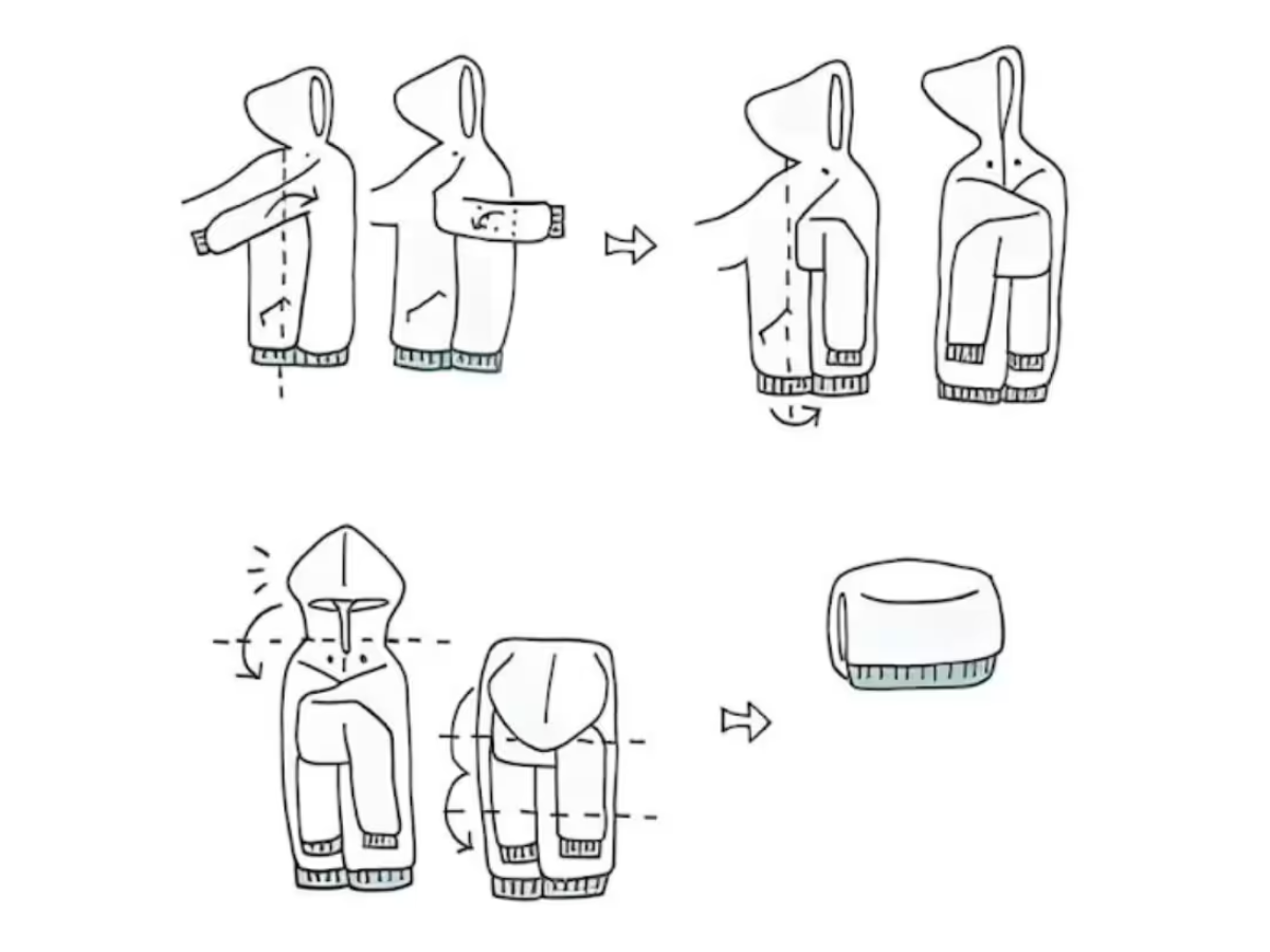 Cách gấp áo khoác phao
