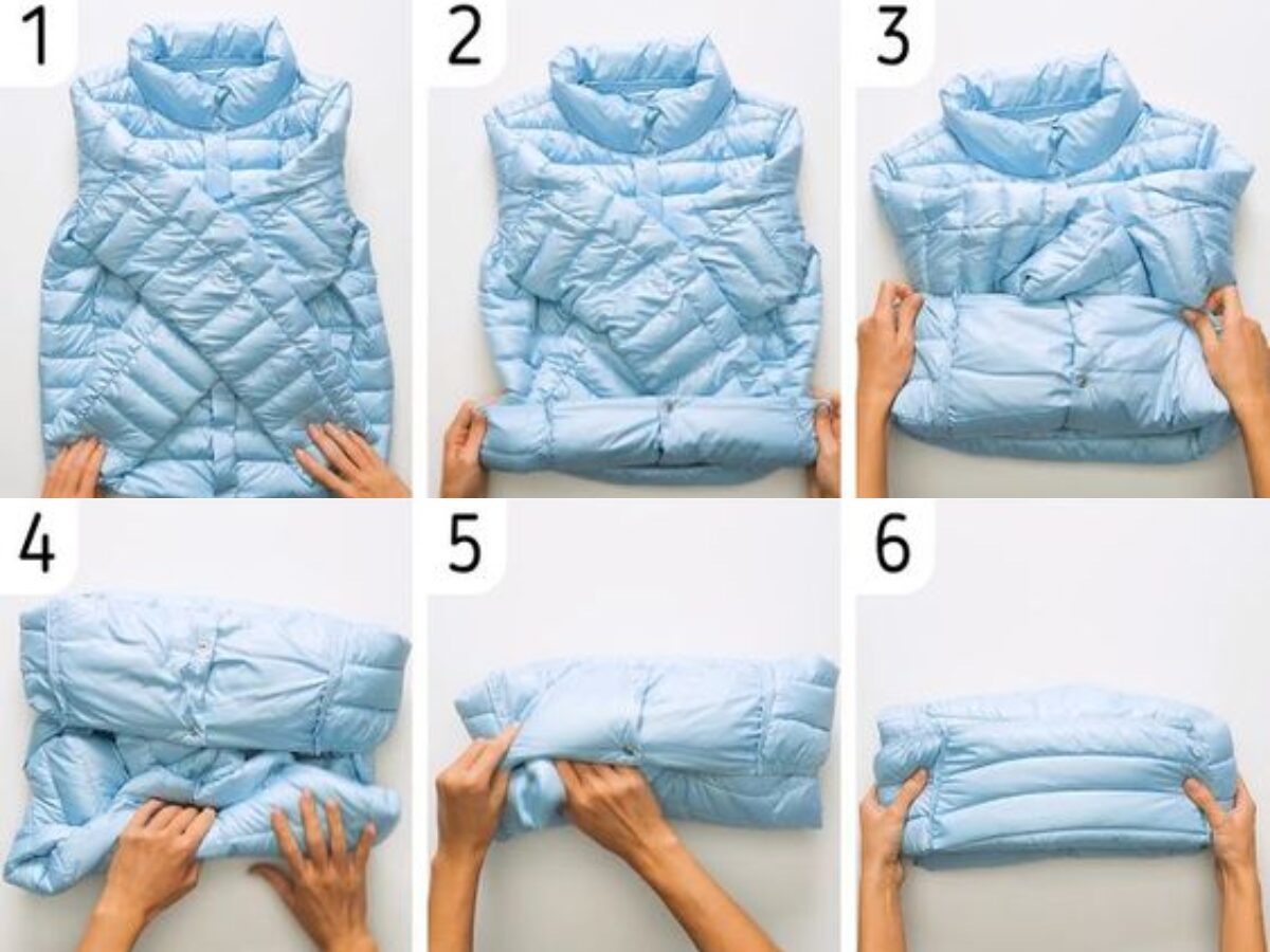 cách xếp áo khoác cơ bản