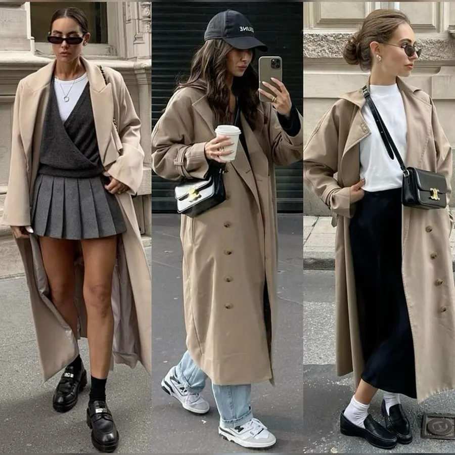 Cách phối đồ với áo măng tô nữ dài màu be