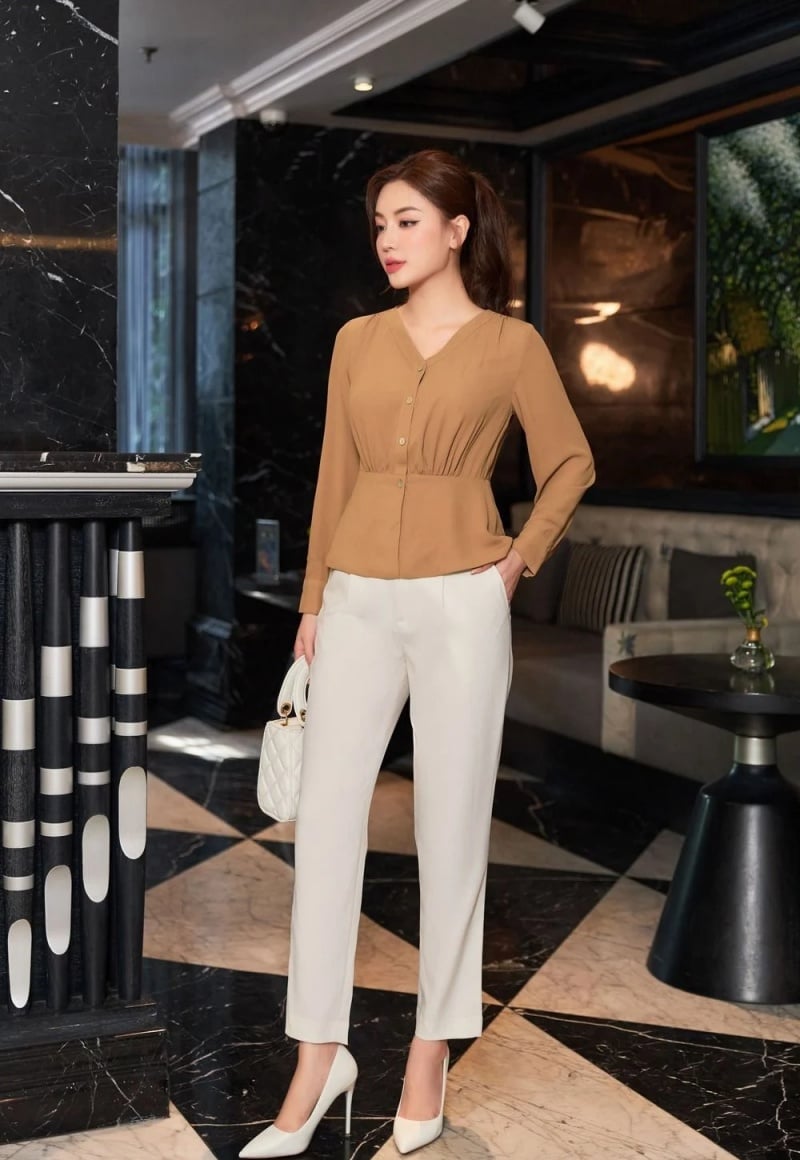 Phối đồ với áo peplum và quần skinny