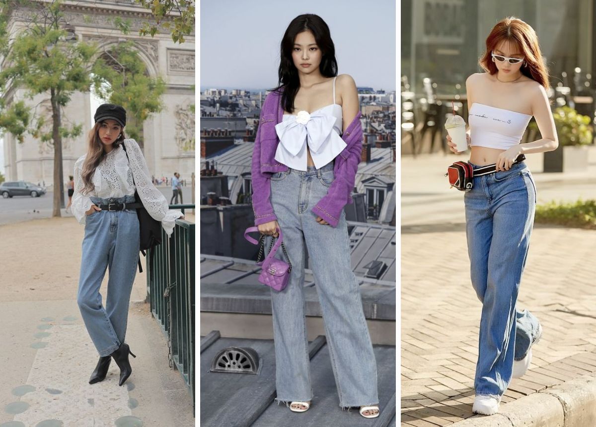 Quần ống rộng mặc với áo sơ mi