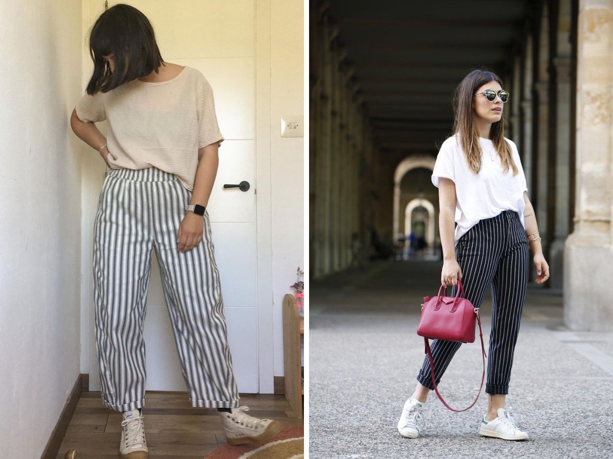 Phối đồ phong cách streetwear với quần kẻ sọc