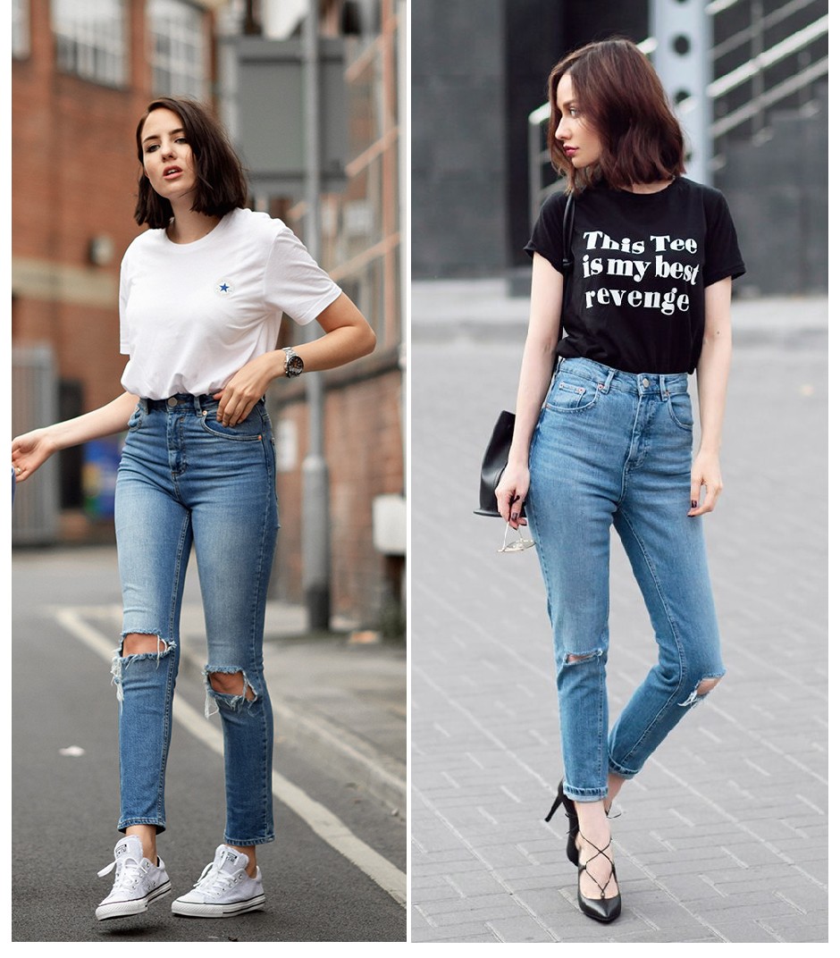 Cách phối đồ với quần jean nữ đơn giản