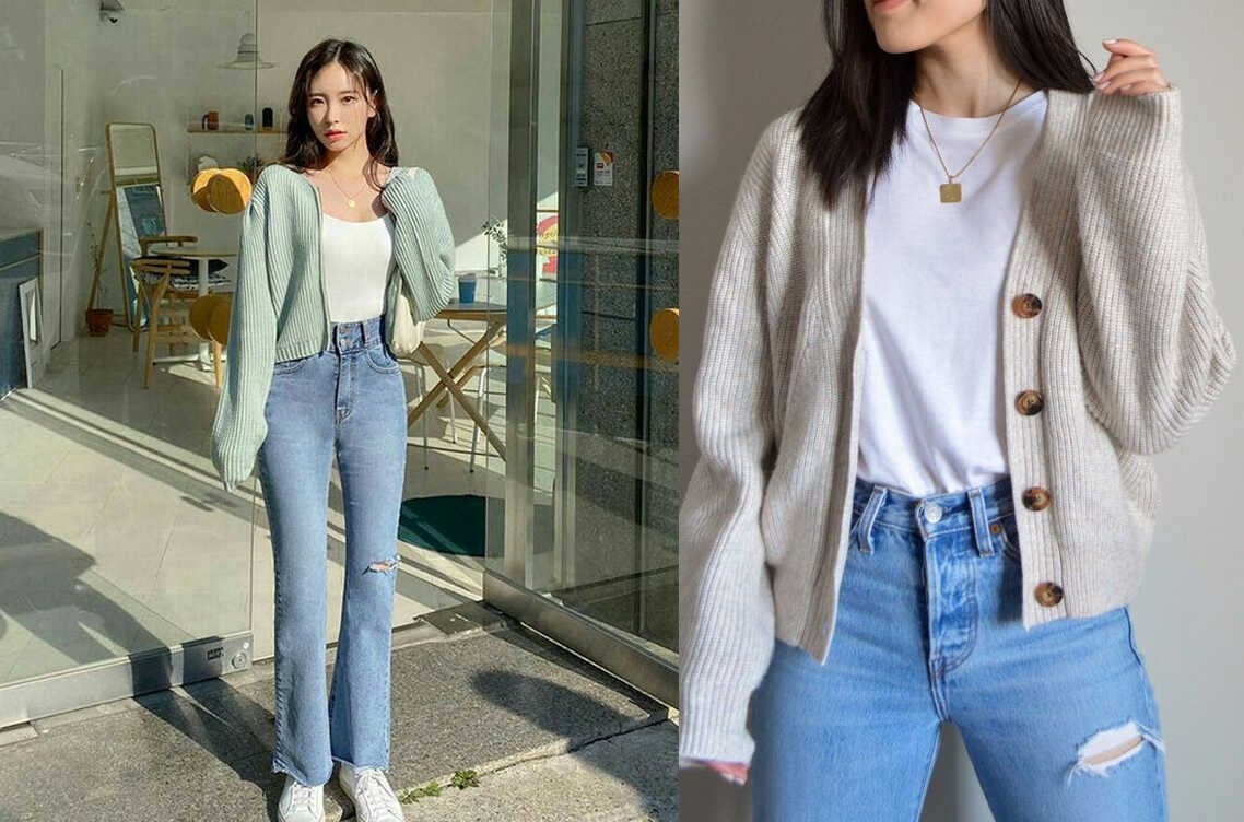 phối đồ cardigan dáng dài