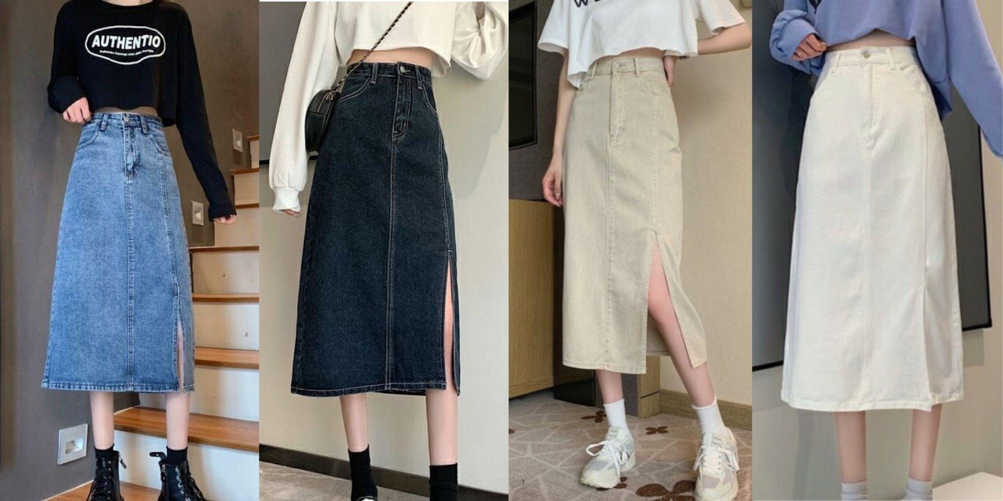 Phối đồ với chân váy dài chữ a trắng