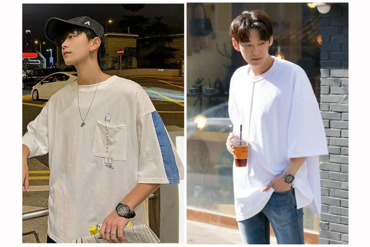 cách layering với áo thun rộng