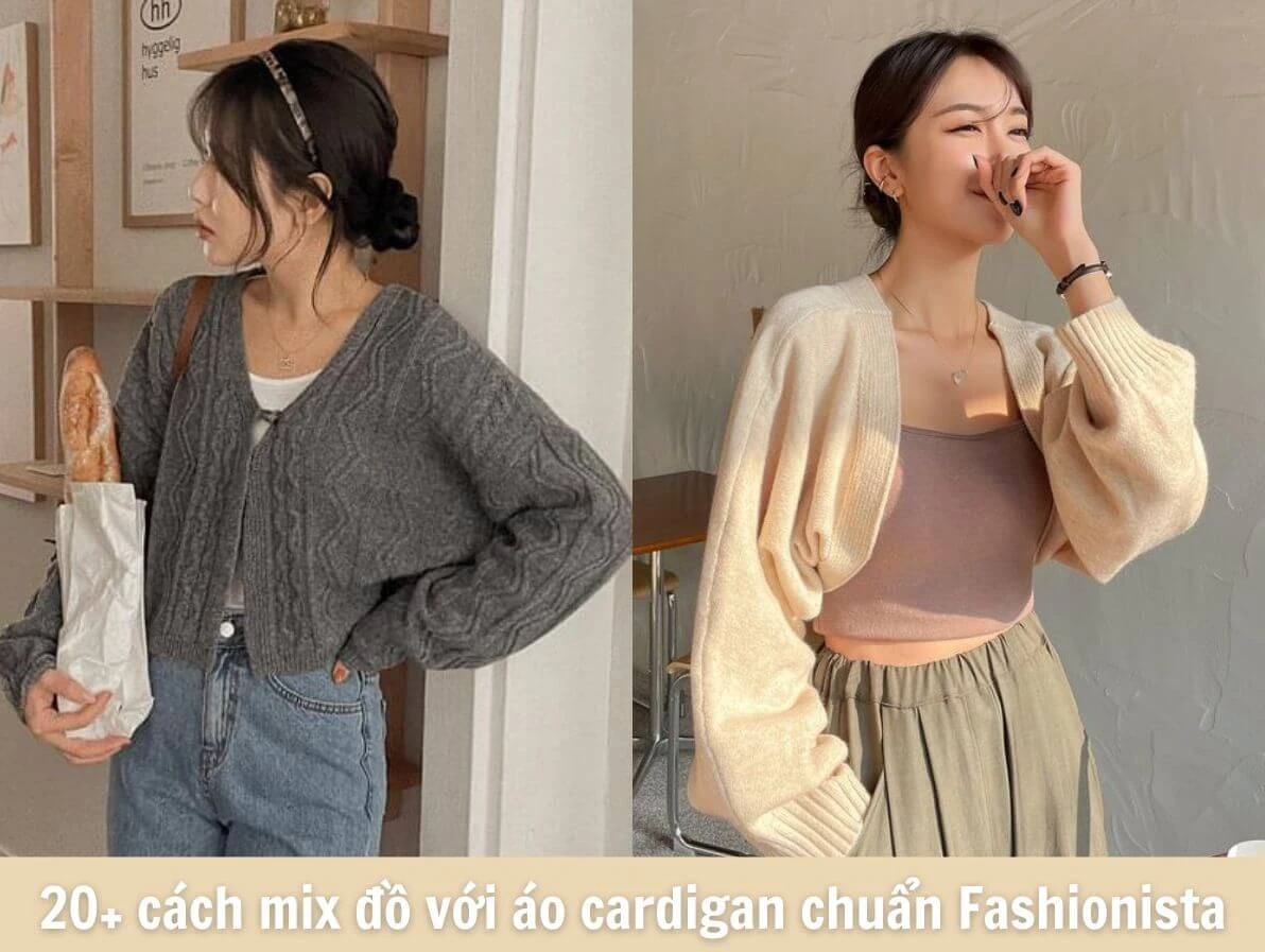 mix cardigan cùng váy liền