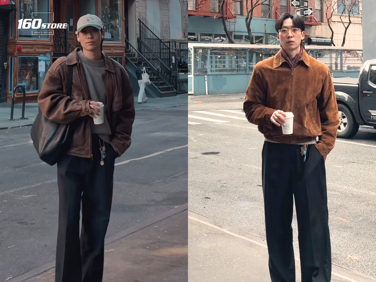 Áo nâu mặc với quần màu đen