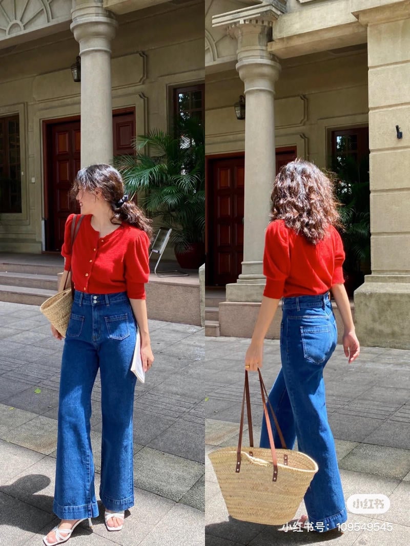 Quần Jean Xanh Đậm Phối Với Áo Màu Gì Nữ? 15+ Gợi Ý 2 quần jean xanh đậm phối áo đen