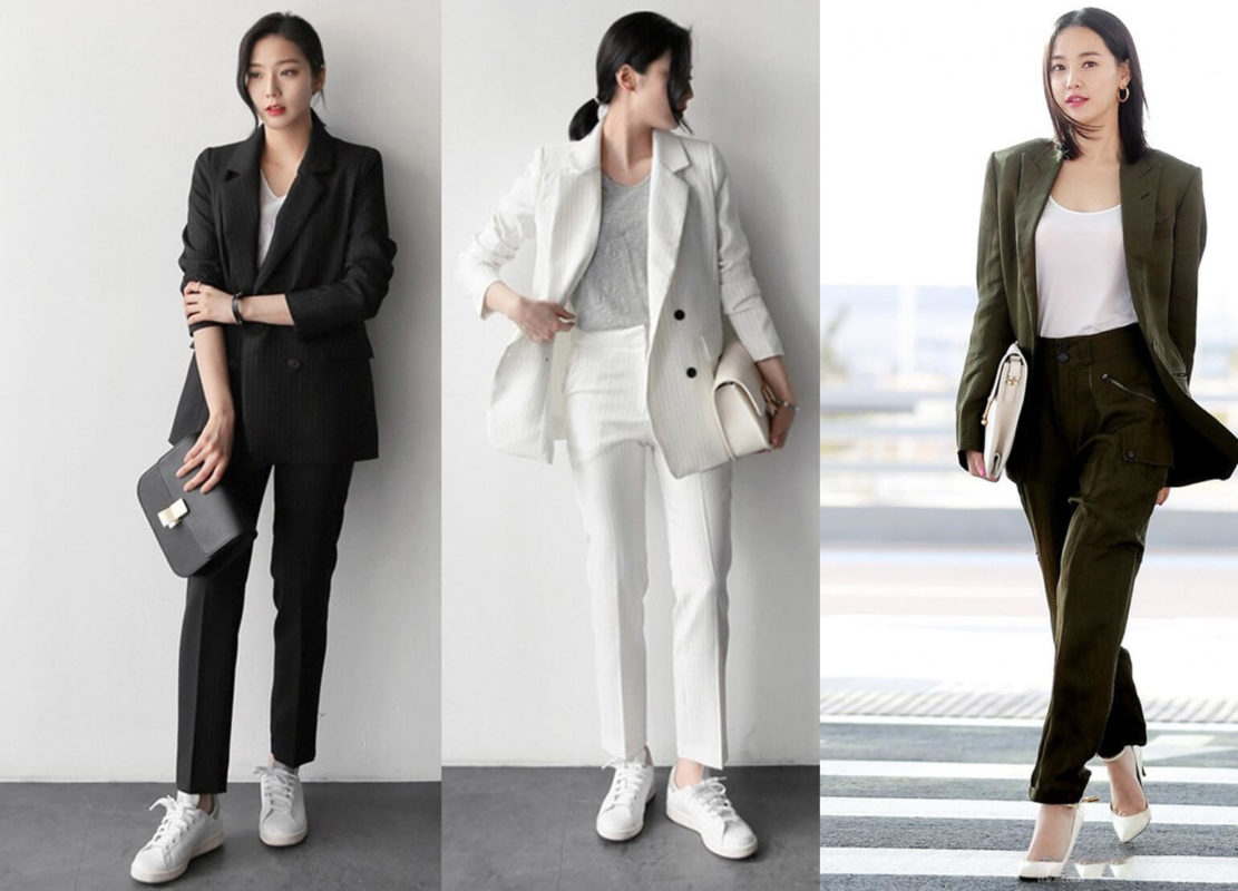 Phối blazer nữ với chân váy chữ A