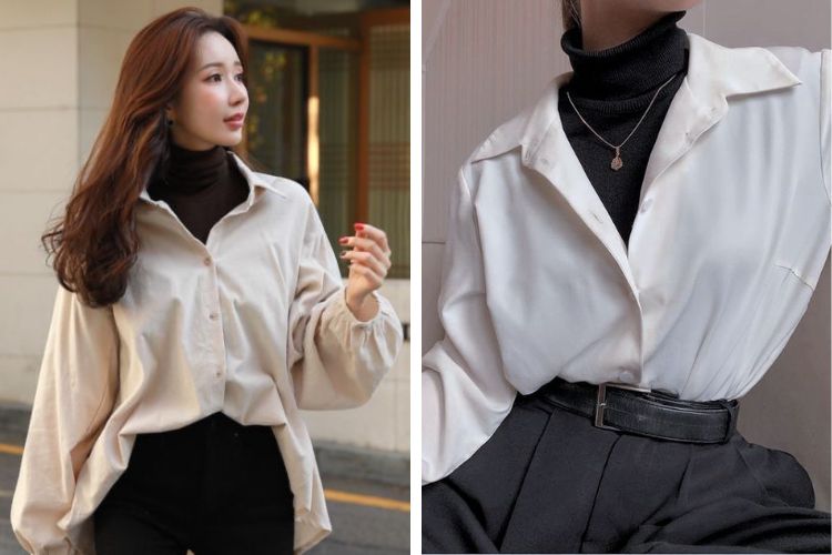 15+ cách phối đồ với áo len cổ lọ nữ sành điệu 6 Cách phối đồ layer với áo len cổ lọ nữ