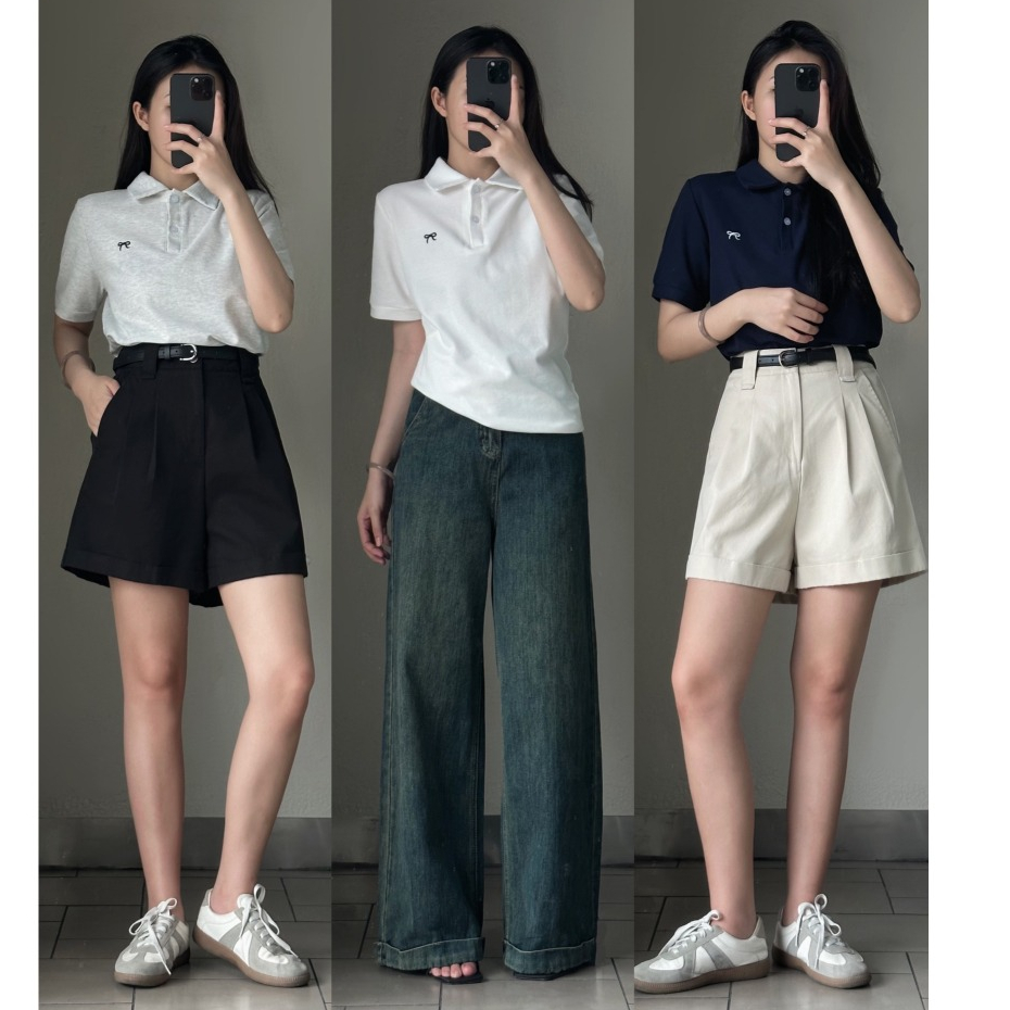 15+ Cách Phối Áo Polo Nữ Sành Điệu Hack Dáng Cực Đỉnh 3 Phối áo polo nữ với quần short