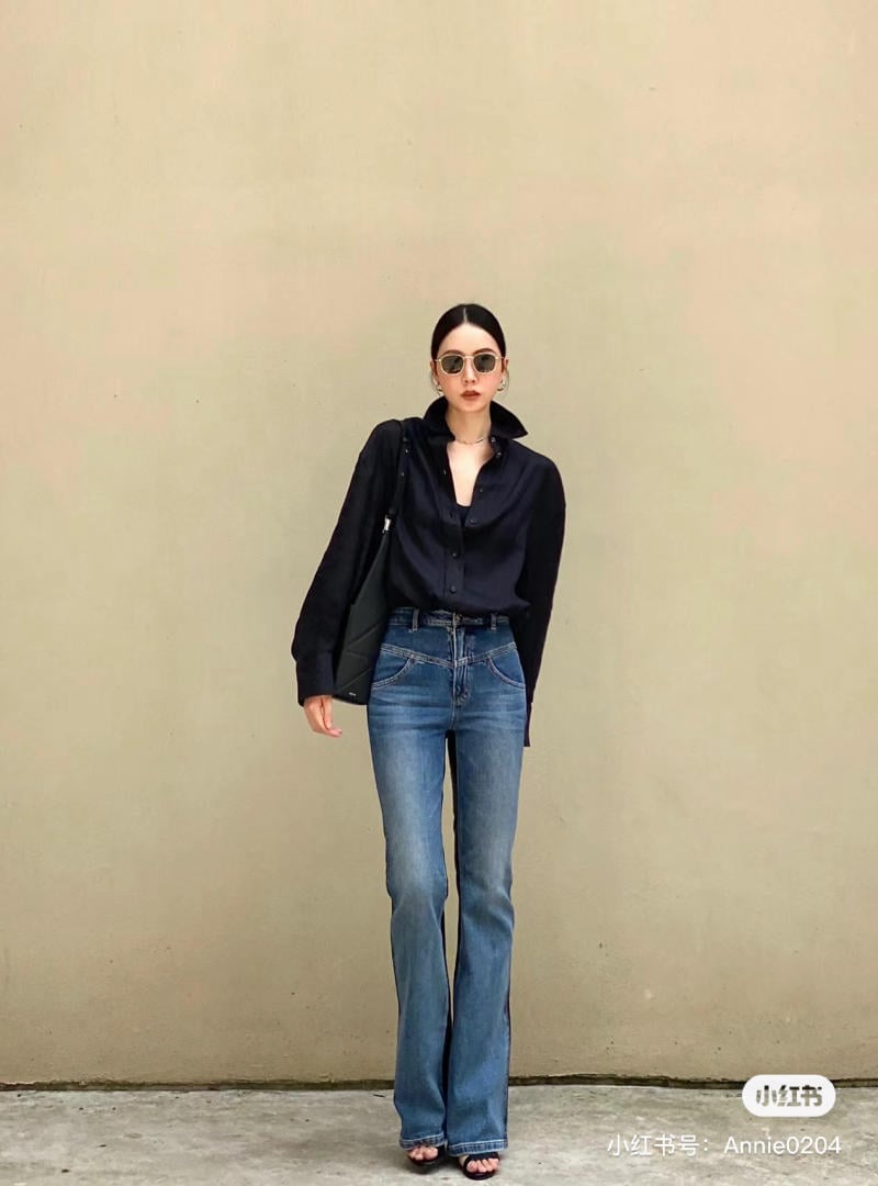 phối đồ áo sơ mi đen nữ công sở