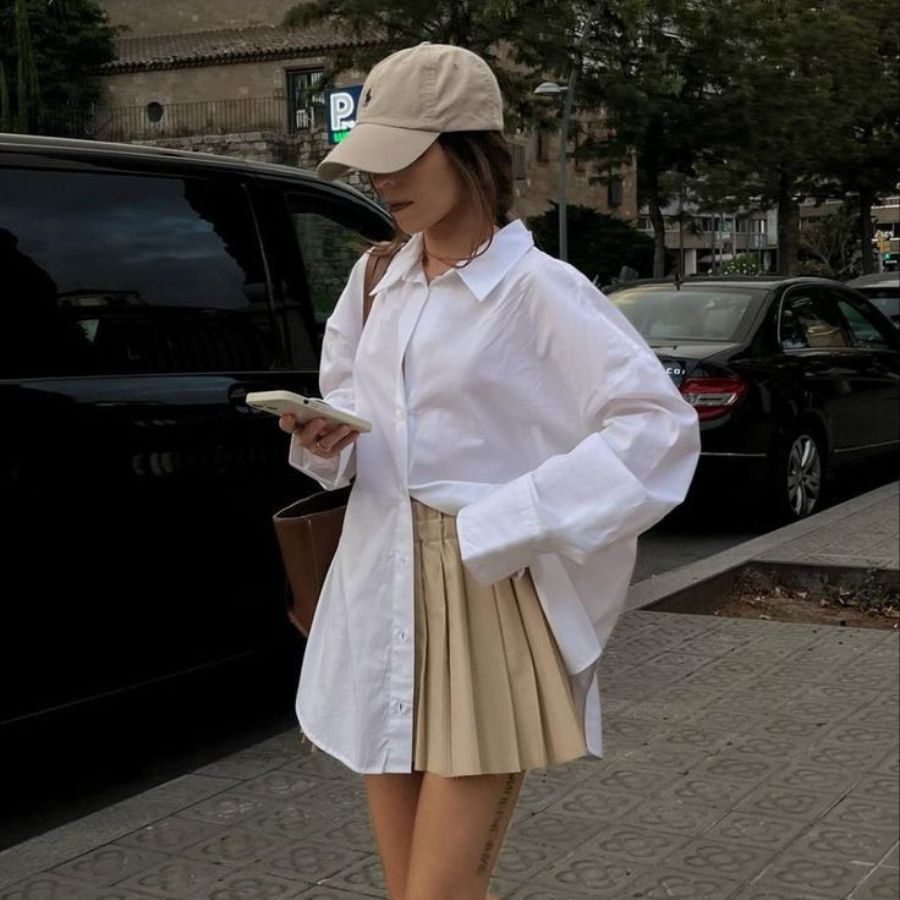 Phối đồ với áo sơ mi oversize nữ