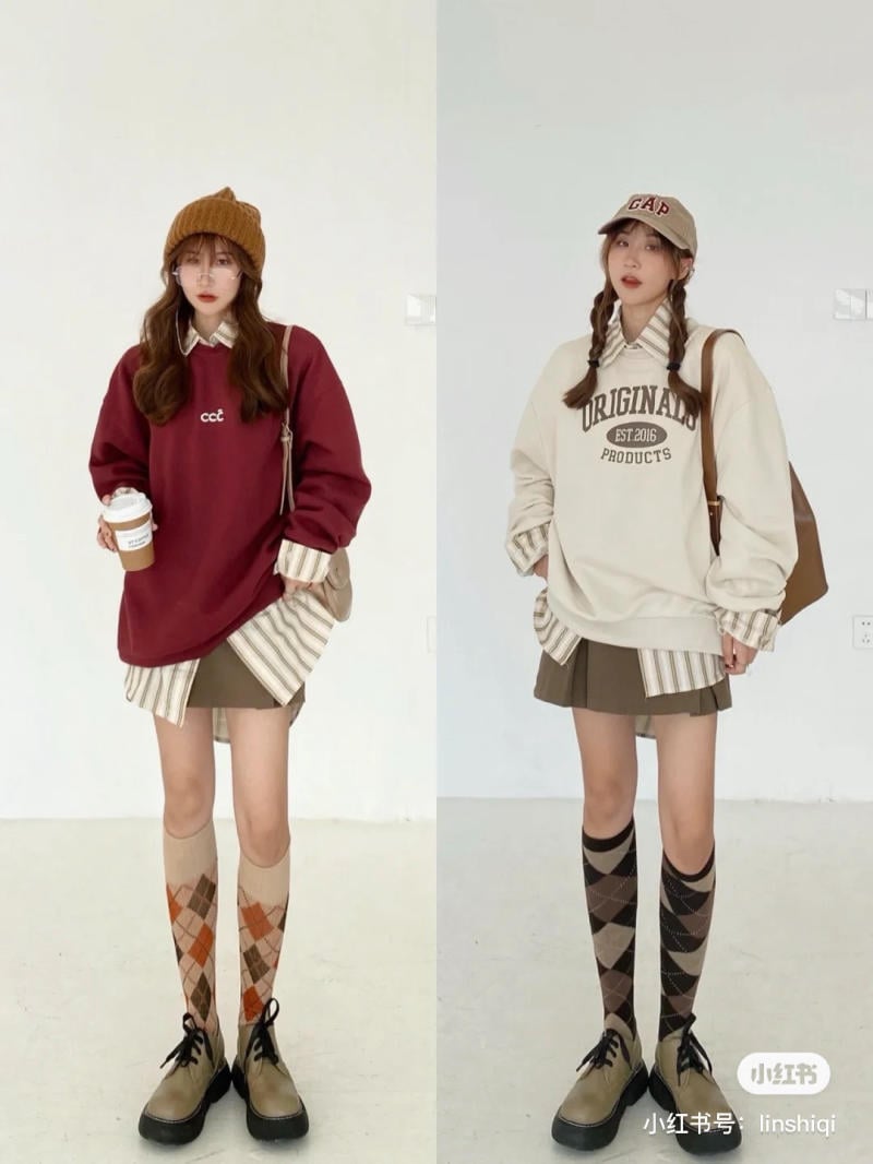 cách mặc layer với áo sweater