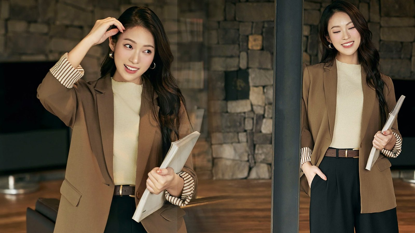 cách phối áo sơ mi với vest nữ công sở