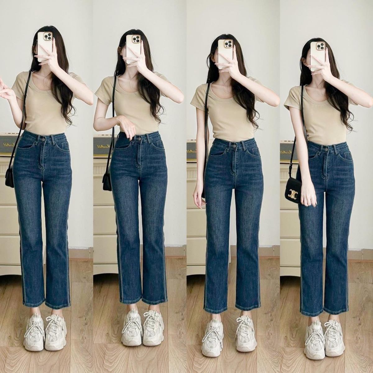 Phối đồ với quần jean ống đứng và áo blazer