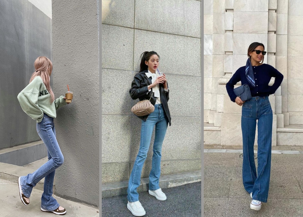 Phối đồ với quần jean nữ ống rộng