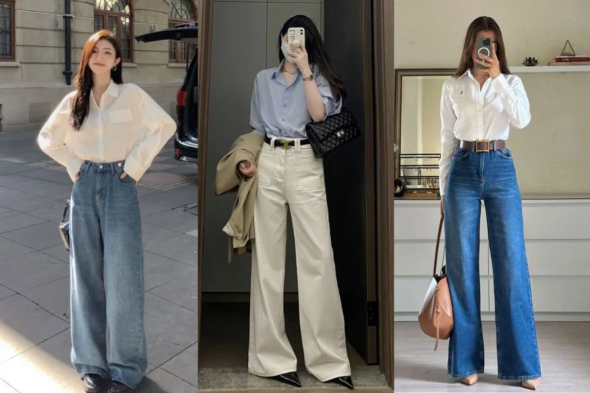 Quần ống rộng áo croptop