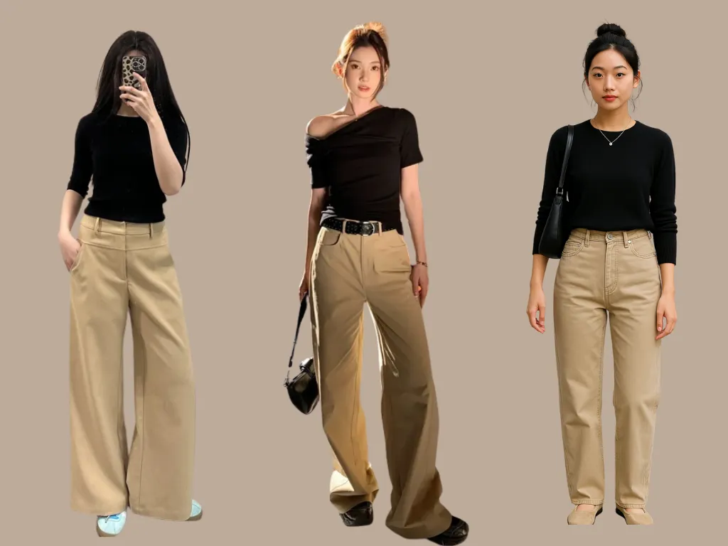 phối đồ với quần kaki nữ