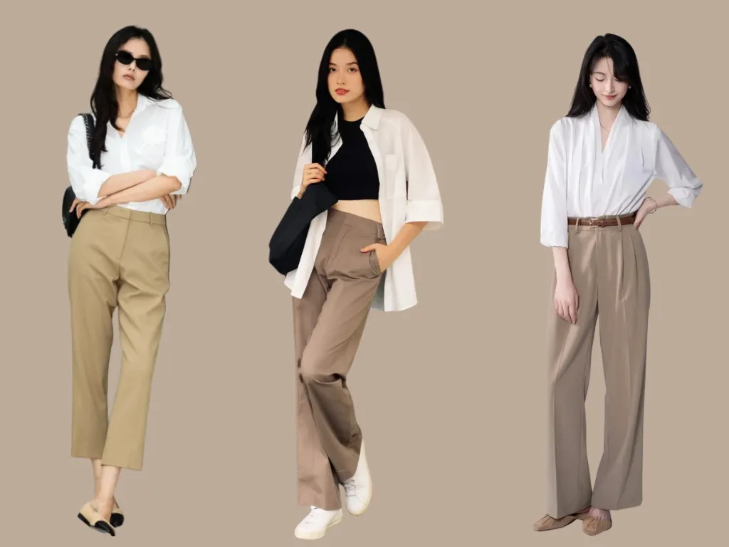 phối đồ với quần kaki nữ